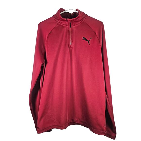 PUMA Men's Ess Active 1/4 Zip Runner Jacket Tibetan Medium Red Black‎ - Picture 1 of 8